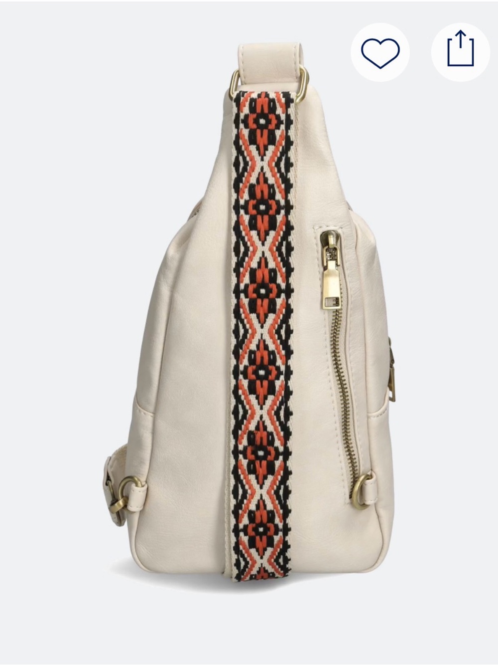 Moda Luxe NWT Cream Crossbody Sling Bag with Patterned Strap. - Picture 2 of 6